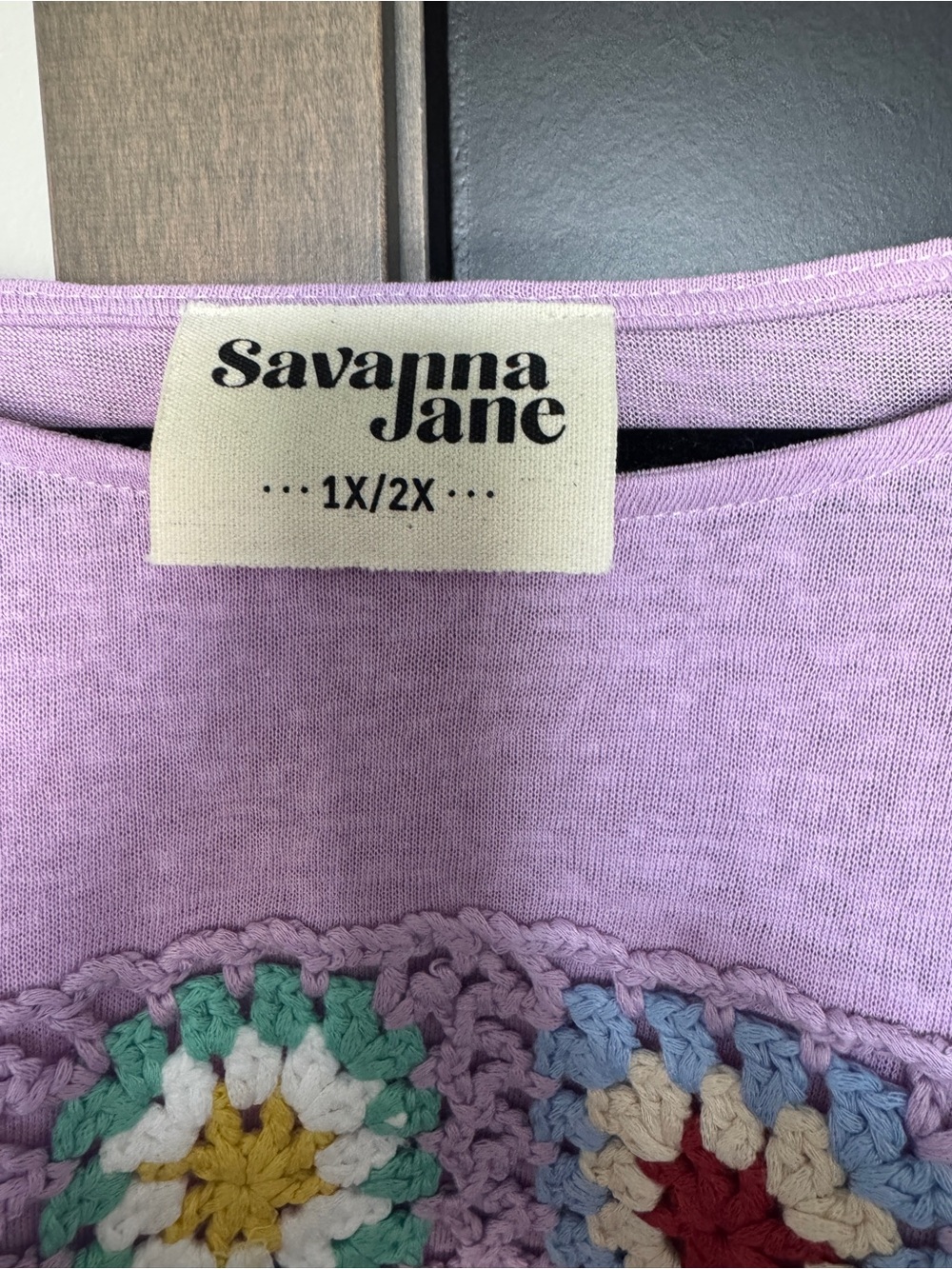 Savanna Jane Lavender Crochet-Accent Boho Top - Picture 2 of 3